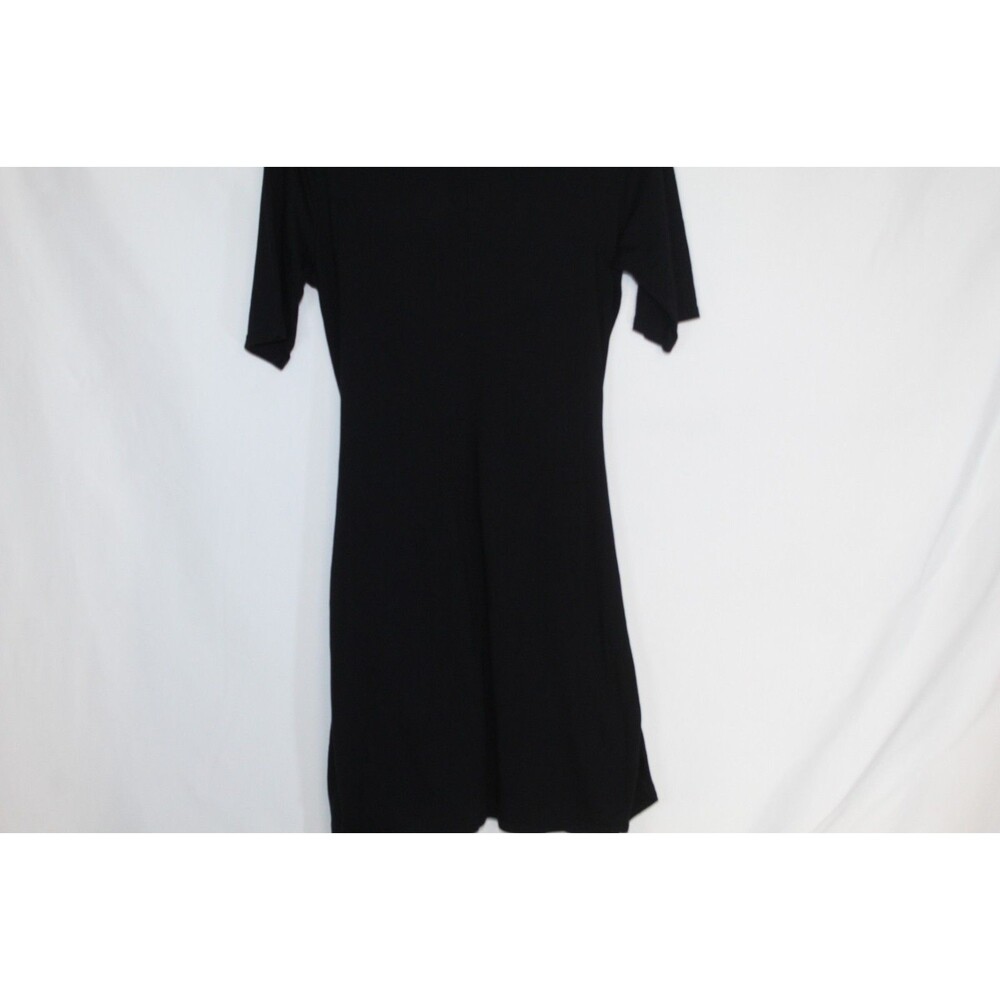 Michael Stars women's t-shirt shift dress size L black short sleeve tie hip lbd - Picture 12 of 13